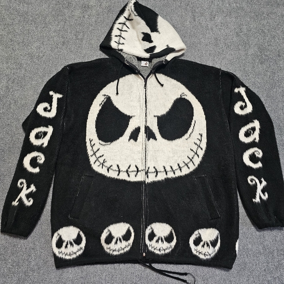 Other - Tuntaquimba Artesanias Jack Skellington Mens Wool Zip Up Hoodie Jacket Ecuador